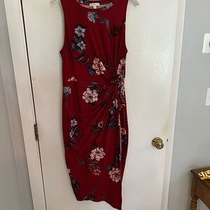 Nine Brittton Red Floral Sleeveless Faux Wrap Dress | Large